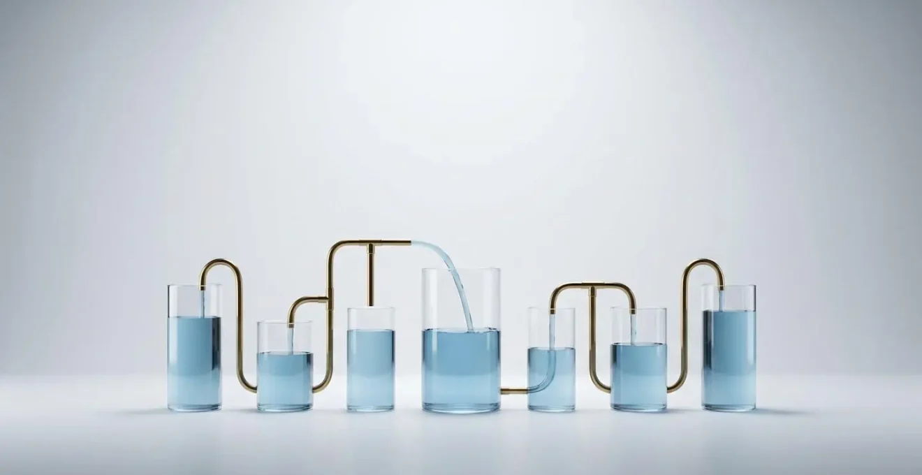 Visual representation of automated money flow system from salary to multiple savings destinations