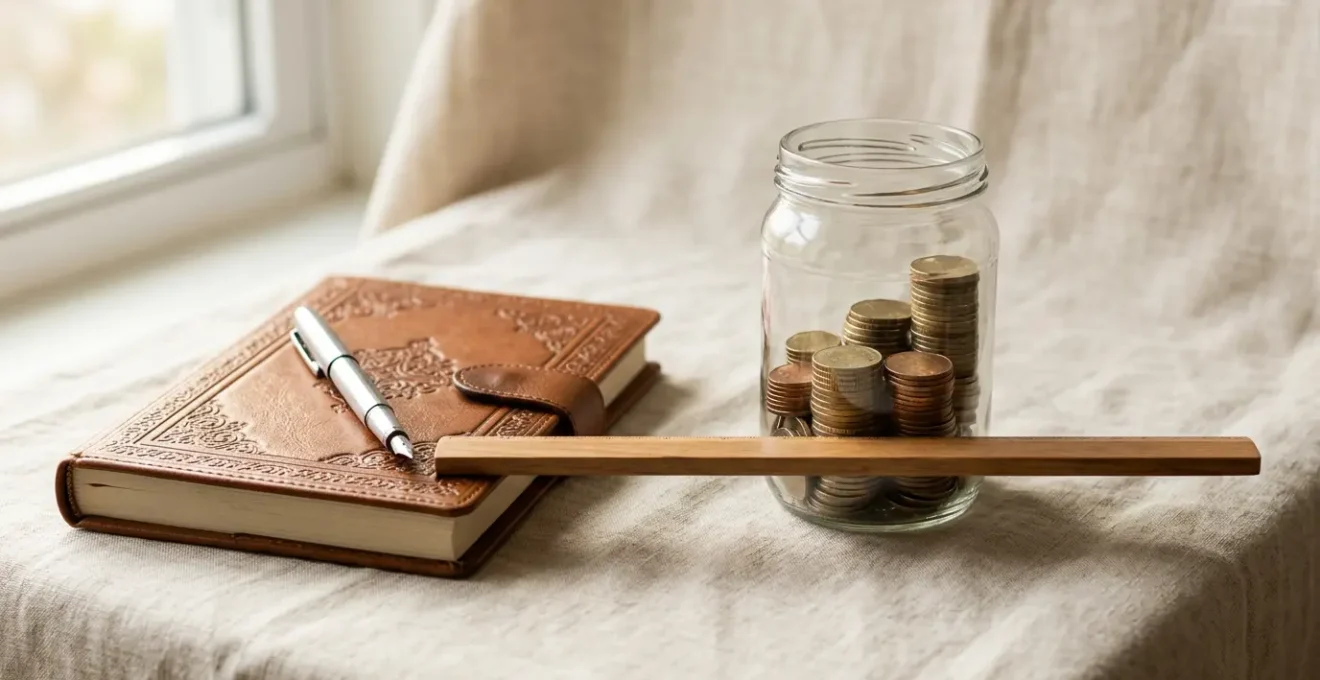 Minimalist composition comparing savings strategies with natural light and clean surfaces