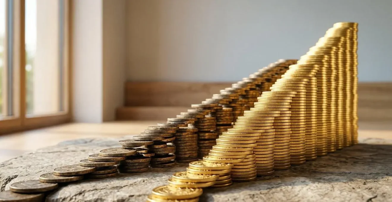 Visual representation comparing long-term wealth accumulation between low-cost and high-cost investment strategies