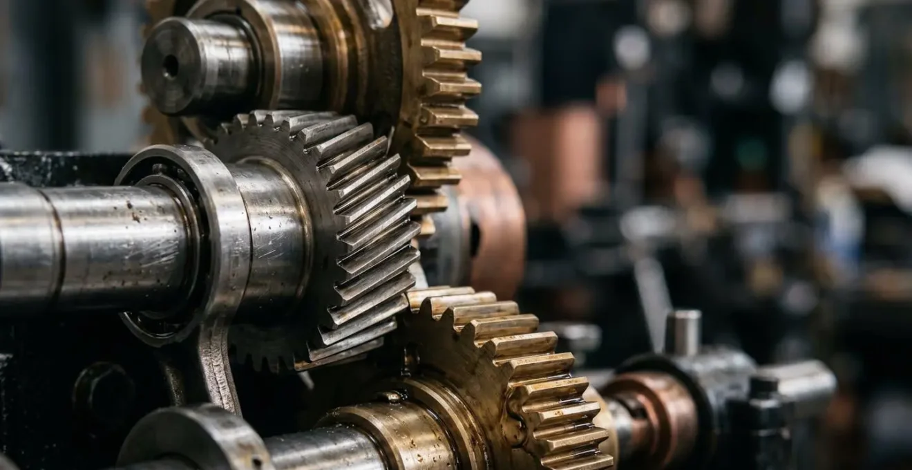 Close-up of industrial machinery components showing wear and detail to symbolize asset lifecycle management