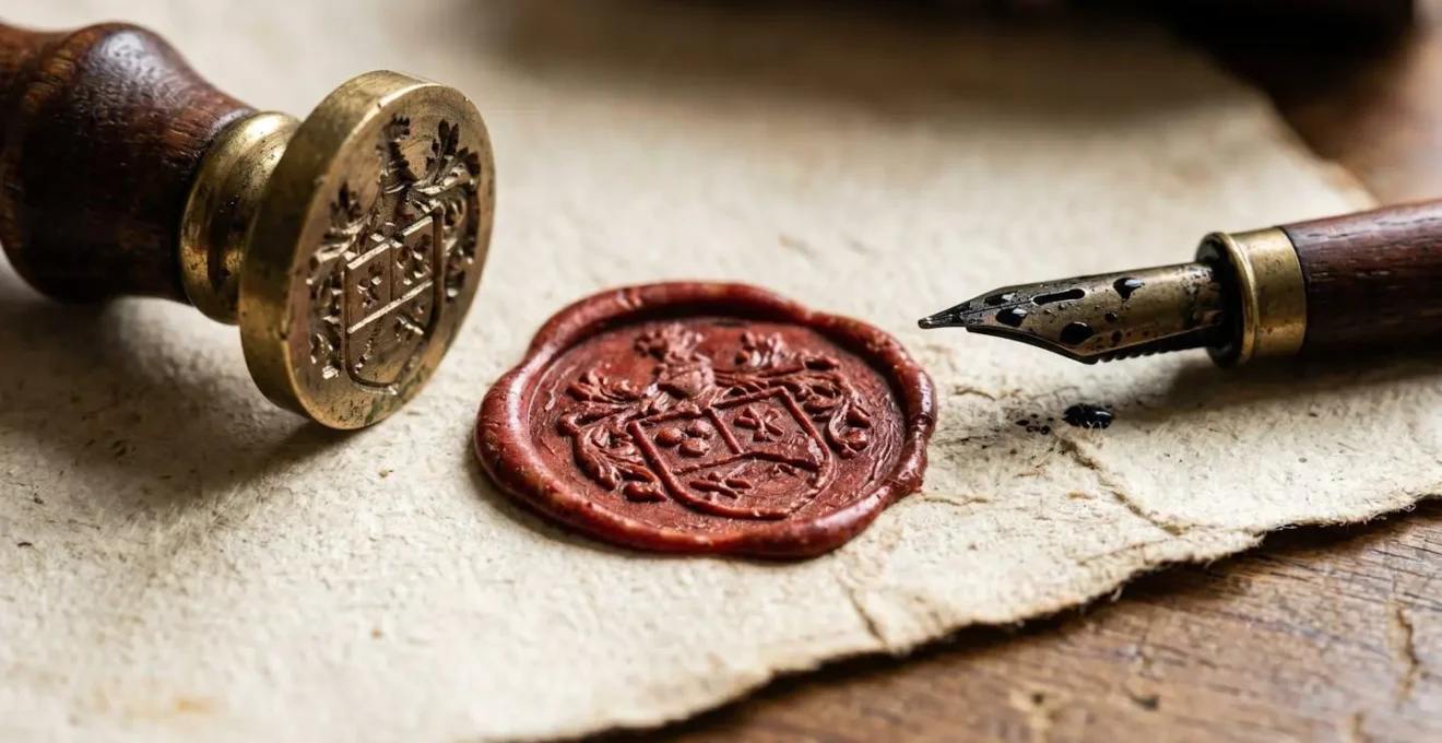 Close-up of important estate planning documents with pen and official seals