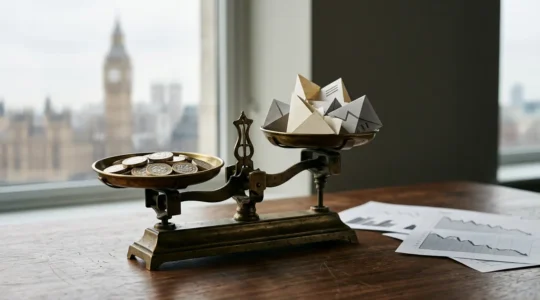 A conceptual representation of portfolio rebalancing and financial uncertainty facing UK investors