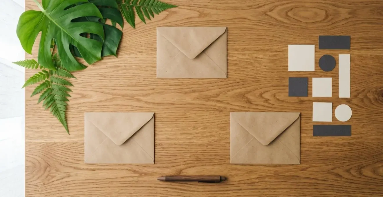 Overhead view of organized financial planning setup with separated cash envelopes and budget tracker