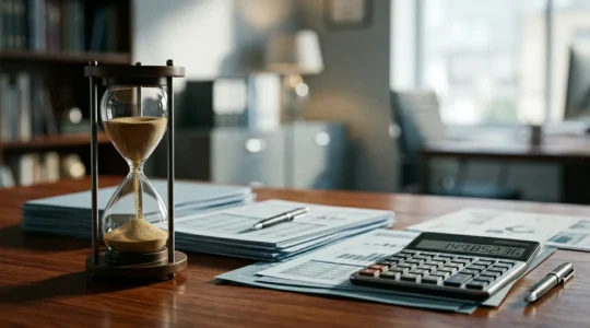 Professional financial concept showing revenue timing and tax implications