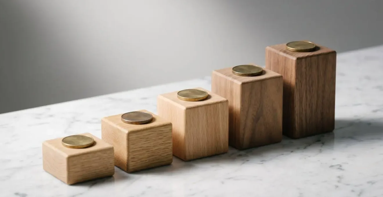 Symbolic representation of a financial laddering strategy using ascending wooden blocks to represent staggered maturity dates.
