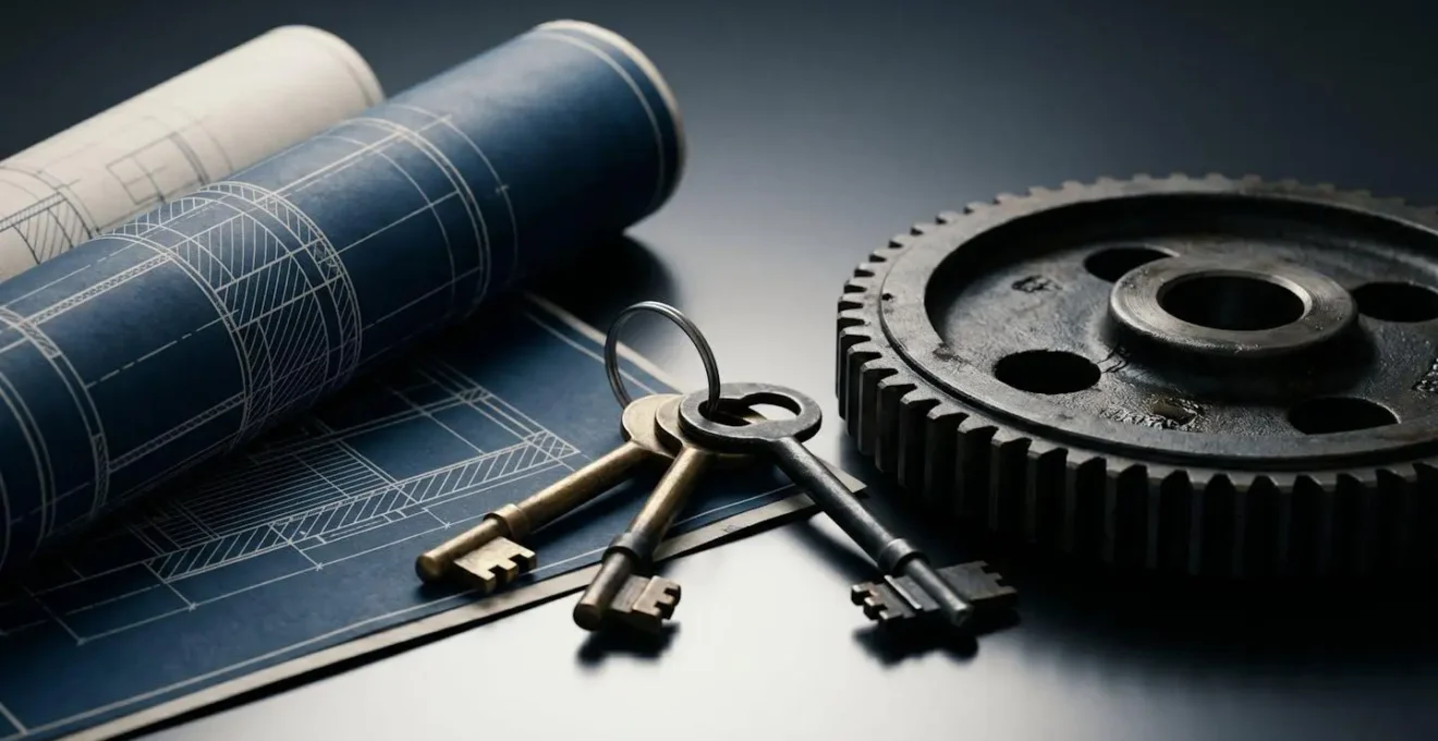 Business assets including equipment and property symbolizing collateral decision for secured financing