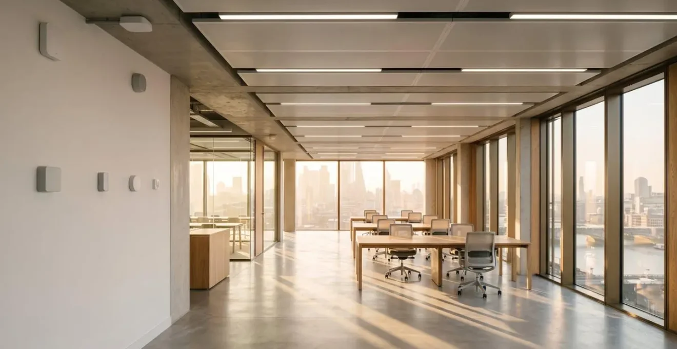 Modern energy management system with IoT sensors in commercial office environment
