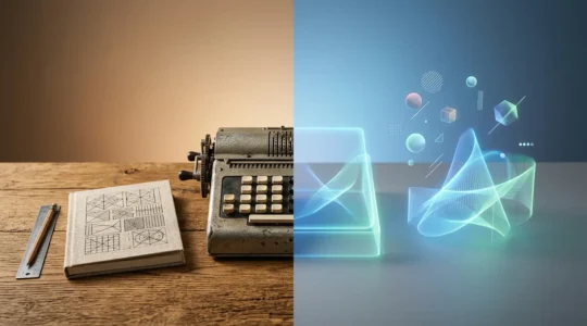 Visual contrast between manual financial management and automated digital banking solutions