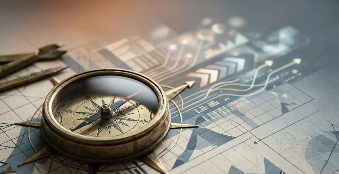 Strategic business transformation during economic uncertainty showing decisive leadership and adaptive change