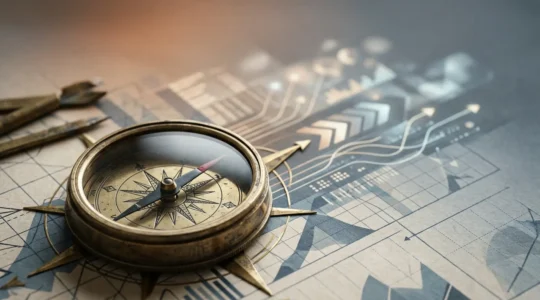 Strategic business transformation during economic uncertainty showing decisive leadership and adaptive change