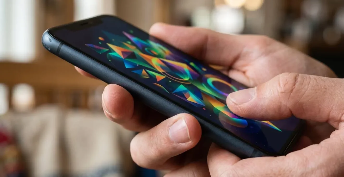 Close-up of hands reviewing mobile banking application showing recurring payment patterns