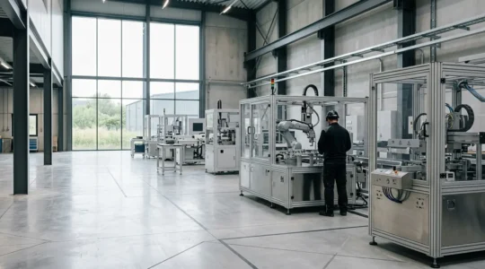 Modern industrial equipment in a well-lit factory setting symbolizing UK business capital investment