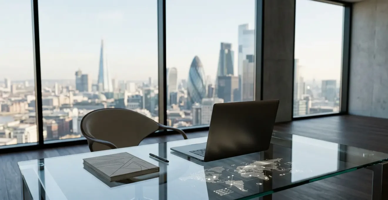 Sophisticated investor reviewing global market allocation strategy with financial charts showing international diversification