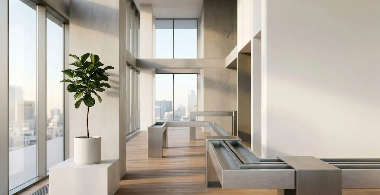 Hands-free automated financial system with clean architectural composition showing monetary flow