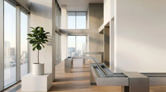 Hands-free automated financial system with clean architectural composition showing monetary flow